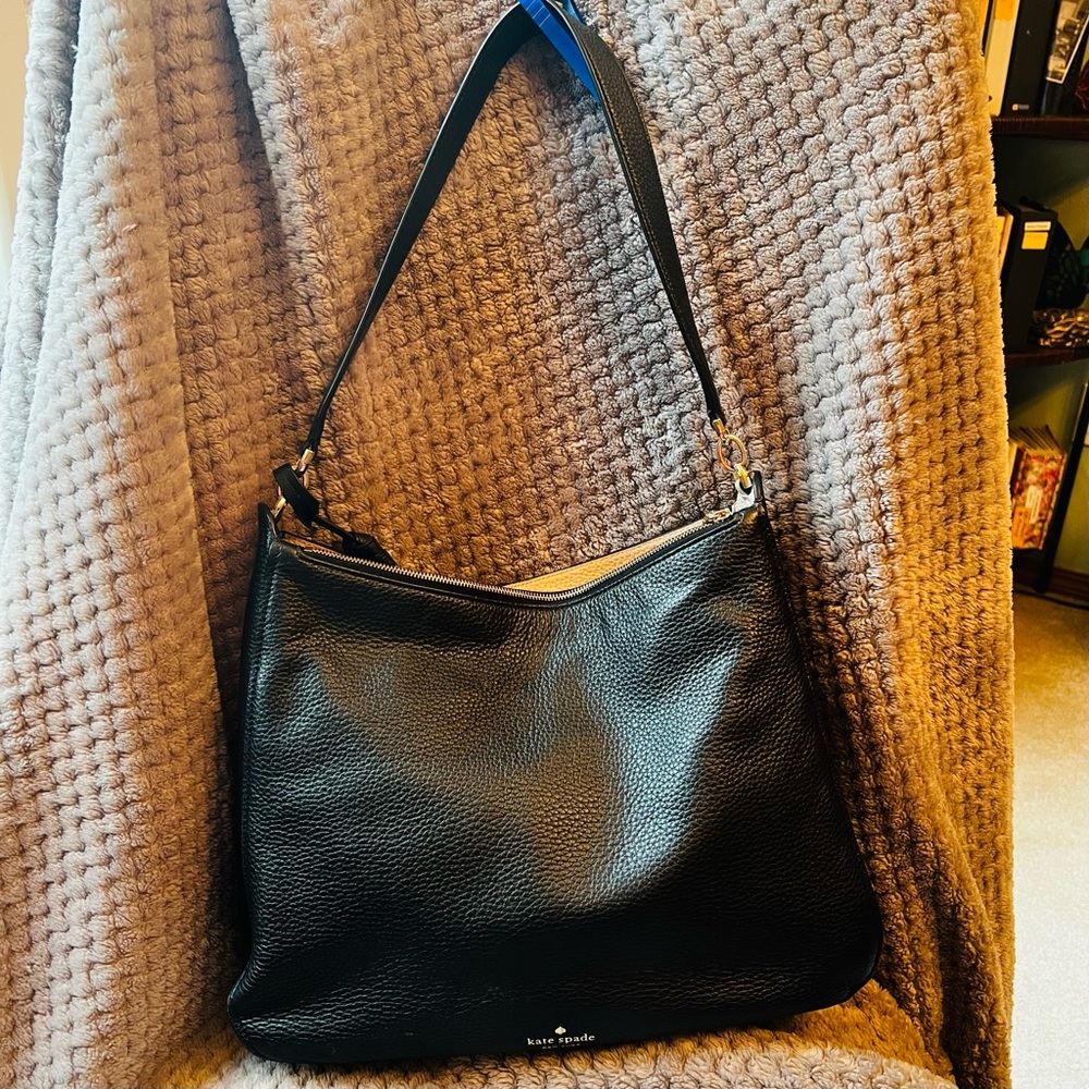 Kate Spade Black Pebbled Leather Shoulder Hobo with Gold Hardware - Picture 4 of 8